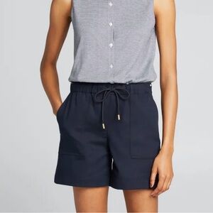 NWT Theory Drawcord BLACK Drape Cotton Twill Short. Size 10.
